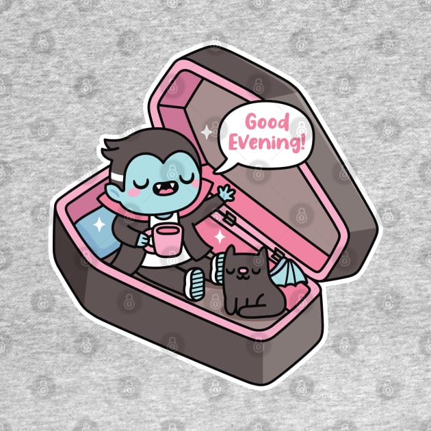 Cute Vampire Wakes Up From Coffin, Good Evening by rustydoodle